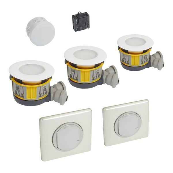 Kit 3 Spots Dimmable Modul'Up + Micromodule + 2 Cdes Céliane legrand 088552