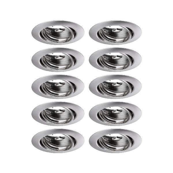 Base encastré orientable max10x10W GU10 230V 51mm acier brossé/métal