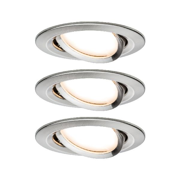 Kit enc Premium Coin Slim grad rd orien LED 3x6W 2700K 230V 51mm Acier bro/Alu