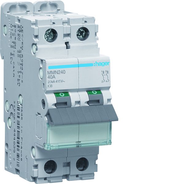 Disjoncteur magnétique 2P 20kA 40A 400V access. indicateur IEC 947-2 MMN240