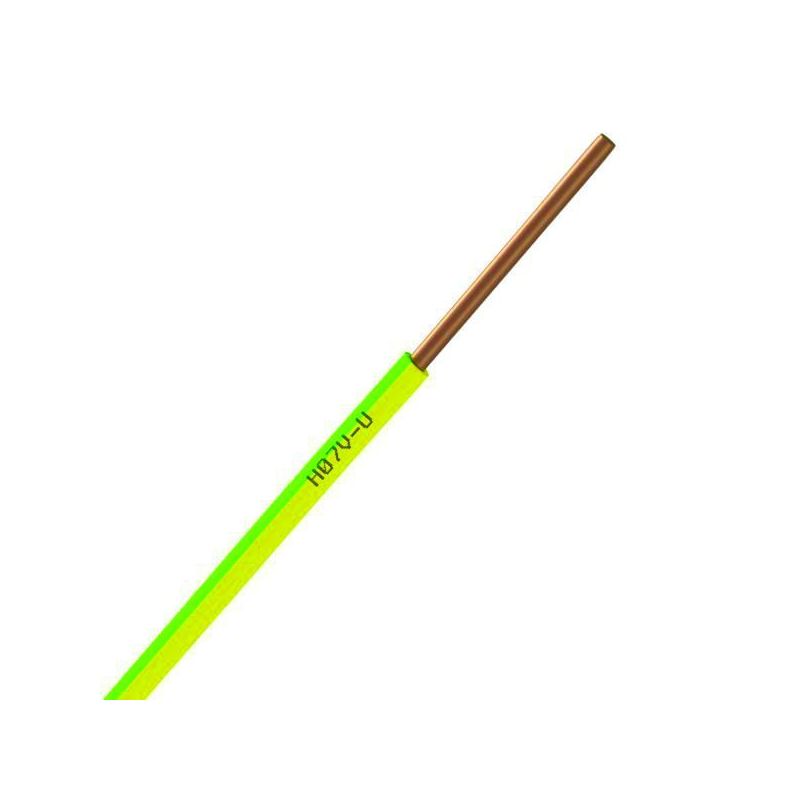 Fil Électrique H07 VU 1.5 Rigide Vert-Jaune - Couronne De 100M