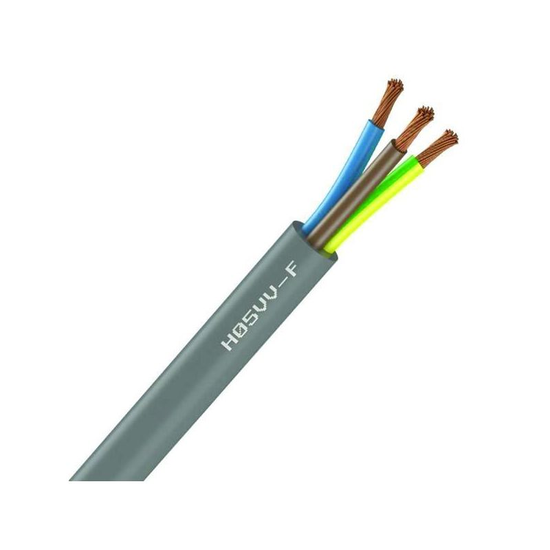 Câble Électrique Souple H05 VV-F Gris 3G0.75 mm² - Couronne De 50M