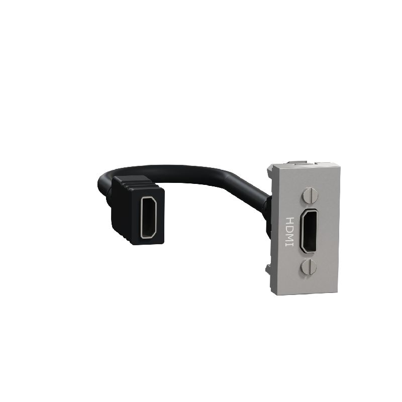 Unica - prise HDMI préconnectorisée - 1 mod - Alu NU343030