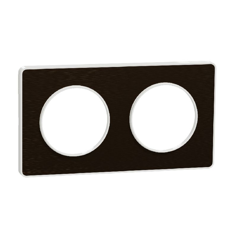 Odace Touch, plaque Bronze brossé liseré Blanc 2 p S520804L