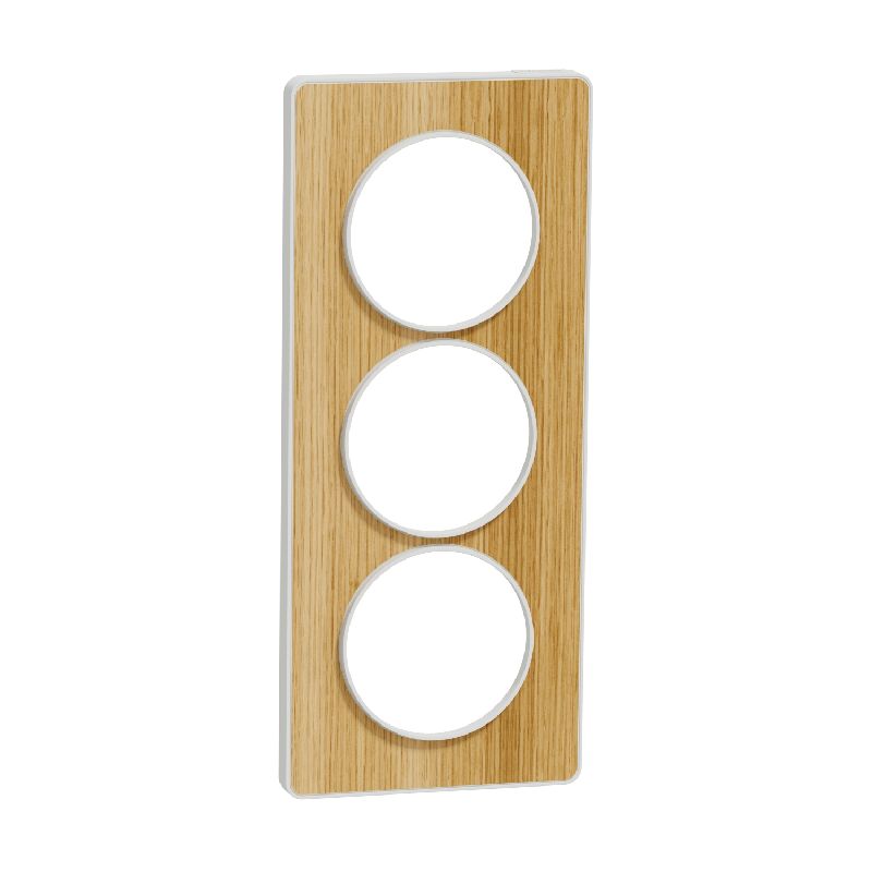 Odace Touch, plaque Bois naturel avec liseré Blanc S520816N