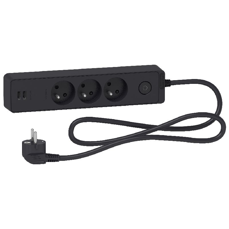 Odace - Rallonge multiprises 3 prises 2P+T - anthr ST933U1B