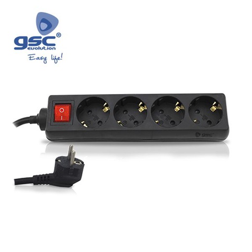 [GC000000027] Multiprise 4 prises / Int. (3x1.5mm) 1.5M Noire | 000000027