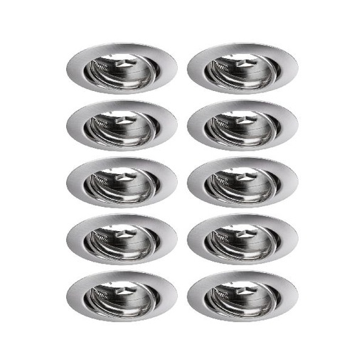 [PAU93399] Base encastré orientable max10x10W GU10 230V 51mm acier brossé/métal