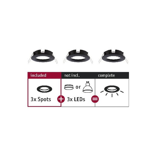 [PAU92481] ENC Choose 3 spots fixes max 3x10W Noir mat alu 230V 51mm