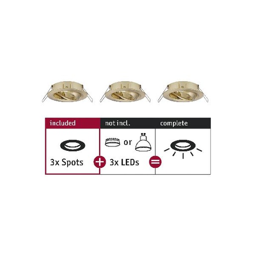 [PAU92489] ENC Choose 3 spots orientables max 3x10W 230V 51mm laiton bros alu