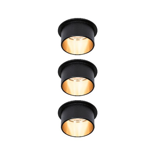 [PAU93379] Kit ENC Gil Coin 3StepDim rd fixe LED 3x6W 2700K 230V Noir dép/doré alu