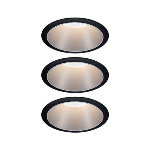 [PAU93408] Kit ENC Cole Coin 3StepDim rd fixe LED 3x6W 2700K 230V noir/argent dép/Syn