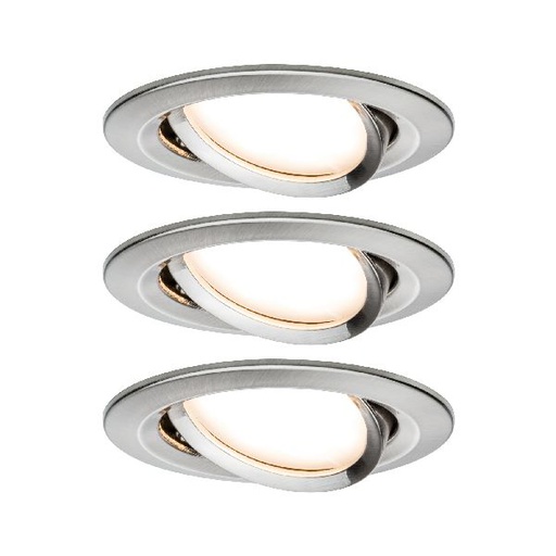 [PAU93447] Kit enc Nova Coin rond orientable LED 3x6W 2700K 230V Acier brossé/Alu