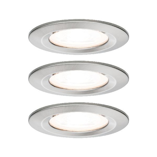 [PAU93476] Kit enc Nova rd fixe LED IP44 3 nivgrad 3x6,5W 230V GU10 51mm Acier bros/Alu