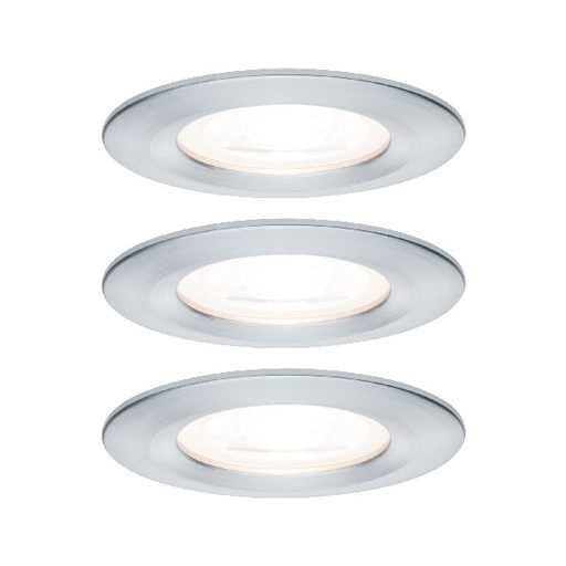 [PAU93480] Kit enc Nova rd fixe LED IP44 3 nivgrad 3x6,5W 230V GU10 51mm Alu tourné/Alu