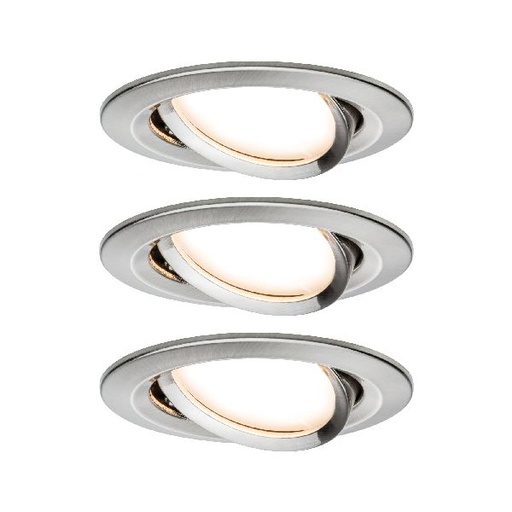[PAU93878] Kit enc Premium Coin Slim grad rd orien LED 3x6W 2700K 230V 51mm Acier bro/Alu