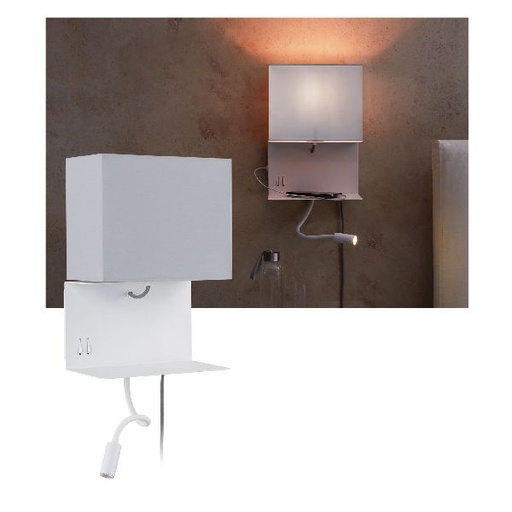 [PAU78913] Appli LED WallCeiling Merani max1x40W/ 2,5W E27 Gris/Blanc 230V Tissu/Métal