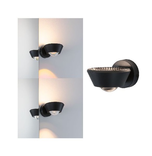 [PAU79769] WallCeiling Sabik IP44 LED gradable 13W Noir 230V plastique