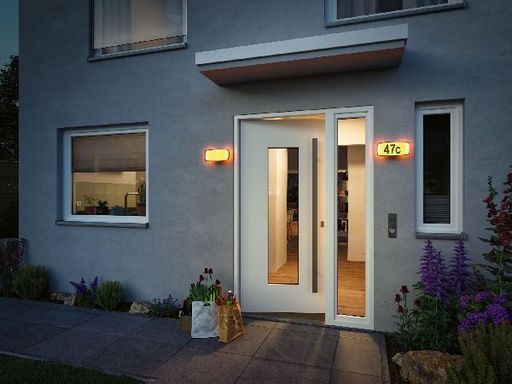 [PAU94507] Applique extérieur 230V Sheera WarmDim Numéro maison IP44 2200-3000K 8W ZB PIR