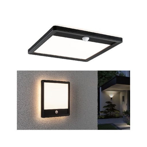 [PAU94665] Panneau lamina 230V extérieur carré PIR noir IP44 15W 3000K