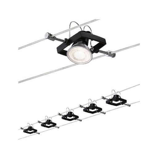 [PAU94290] Ens. Wire System MacII max 5x10W GU5,3 noir mat 230/12V métal plastique