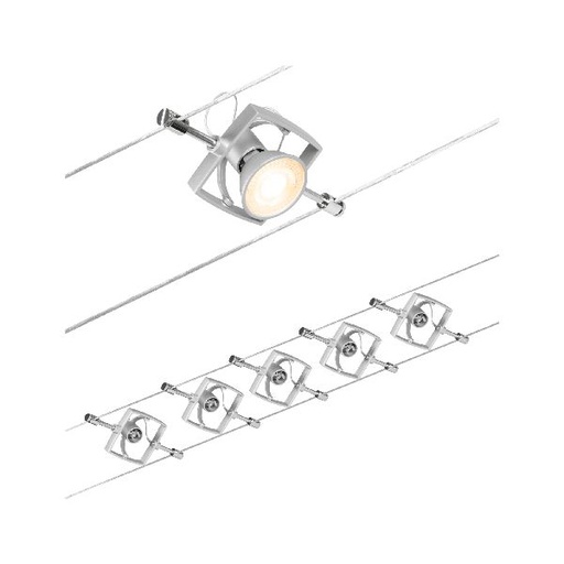 [PAU94430] Kit Wire MacII max5x10W GU5,3 Chrome mat/Chrome 12V CC 60VA plastique/Métal
