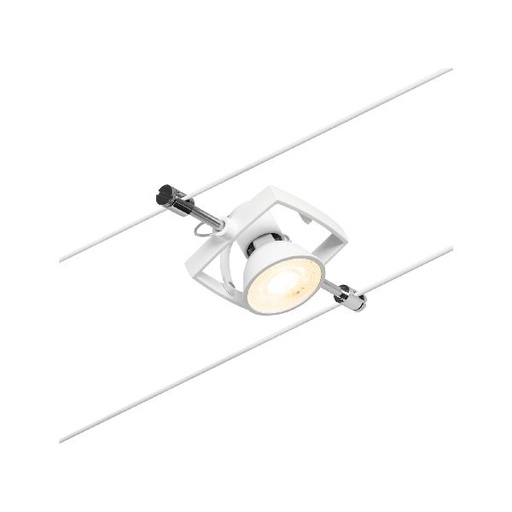 [PAU94433] Wire spot MacII max1x10W GU5,3 Blanc mat/Chrome 12V CC 60VA plastique/Métal