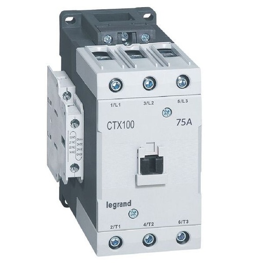 [LEG416191] Ctx Contacteur 3P 75A 2No2Nc 24V Dc Bornes A Cage T5 legrand 416191