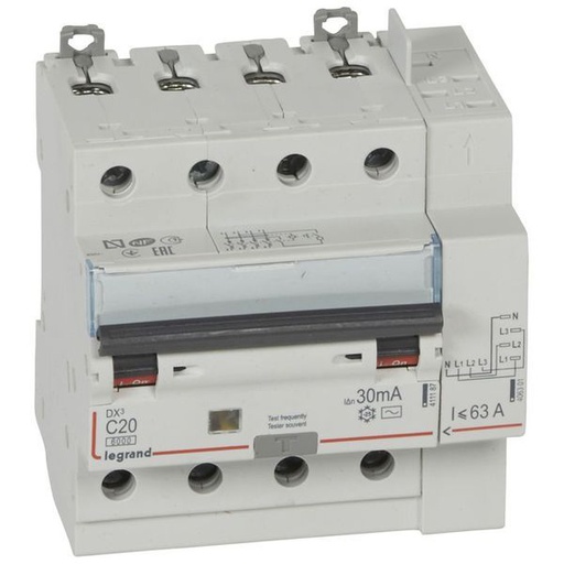 [LEG411198] Disjoncteur Diff Dx³ 6000 -Vis/Auto-4P-400V~-20A-Typeac-30Ma legrand 411198