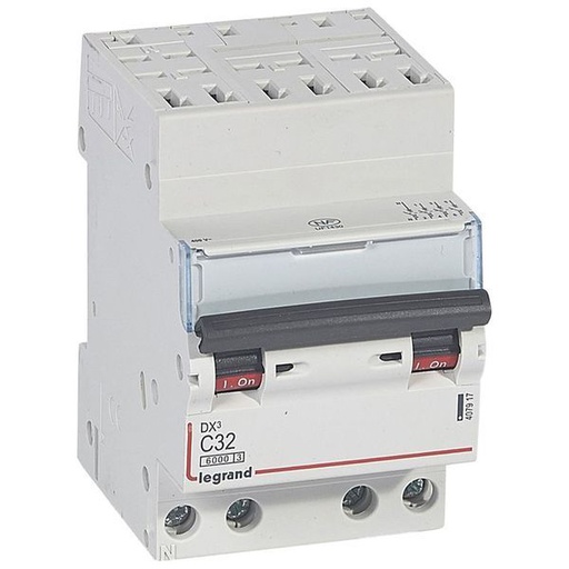 [LEG407917] Disjoncteur Dx³ 6000 -Auto/Vis- 4P- 400V~-32A-Courbec-Peigne legrand 407917
