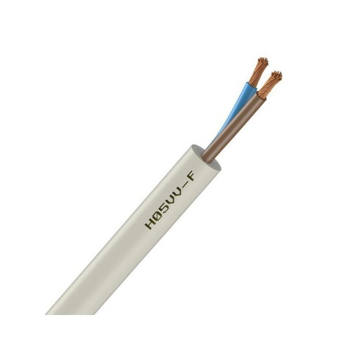 [CAB-1137] Câble Électrique Souple H05 VV-F Blanc 2X0.75 - Couronne De 50M