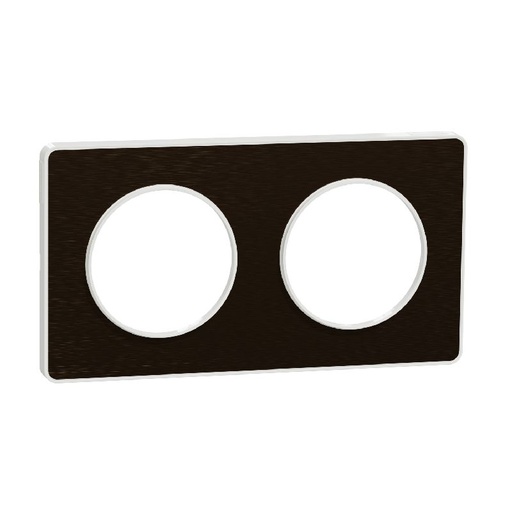 [SCHS520804L] Odace Touch, plaque Bronze brossé liseré Blanc 2 p S520804L