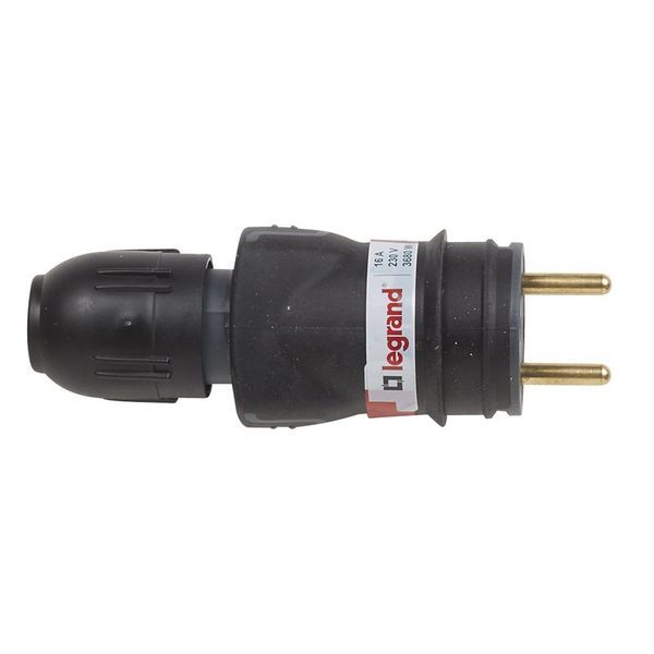 Fiche Mâle Caoutchouc 2P+T 16A Ik08 Connexion Automatique Ip legrand 050110