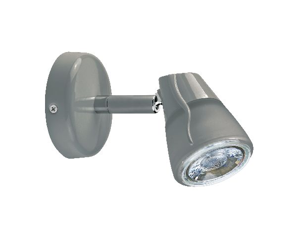 Diam 01 - spot sur patère gu10, gris, a/lpe led 6w 3000k 500lm incl - 0451