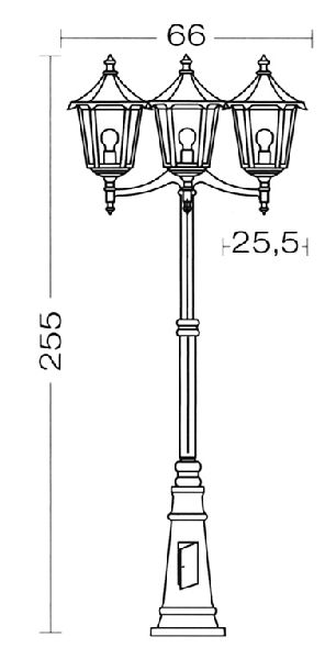 Monaco -lant.+mat ip43 ik02, blanc, e27 3x100w max., lampe non incl., - 3074