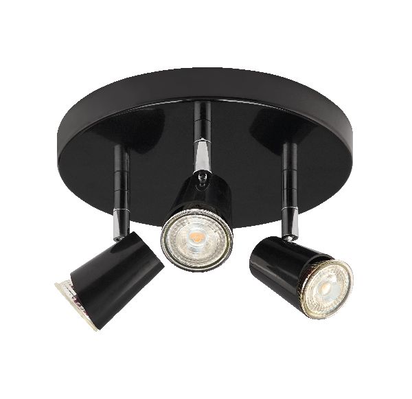 Judy p3-plafonnier 3 spots gu10, noir, a/lpes led 5,5w 3000k 410lm dim - 4162