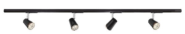 Judy-rail 1all. 029 +4 spots gu10, noir, a/lpes led 5,5w 3000k 410lm d - 4164