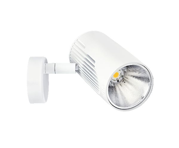 Lumi 01 - proj. s/patère, blanc, angle 32°, led intég. 17w 3000k 1800l - 50165