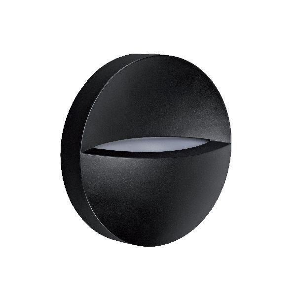 Cantor - applique mur ext. ip65 ik07, rond, noir, led intég. 9,5w 4000 - 50217