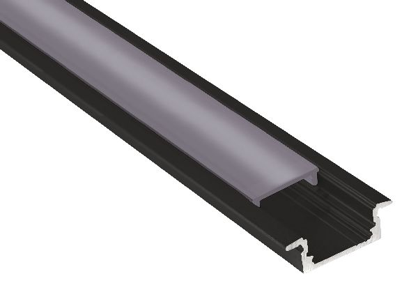 Profilé aluminium encastré pe1 pour ruban led - 2m - noir - 55154
