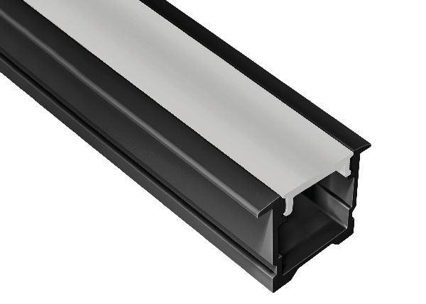 Profilé aluminium encastré pe2 pour ruban led - 2m - noir - 55156