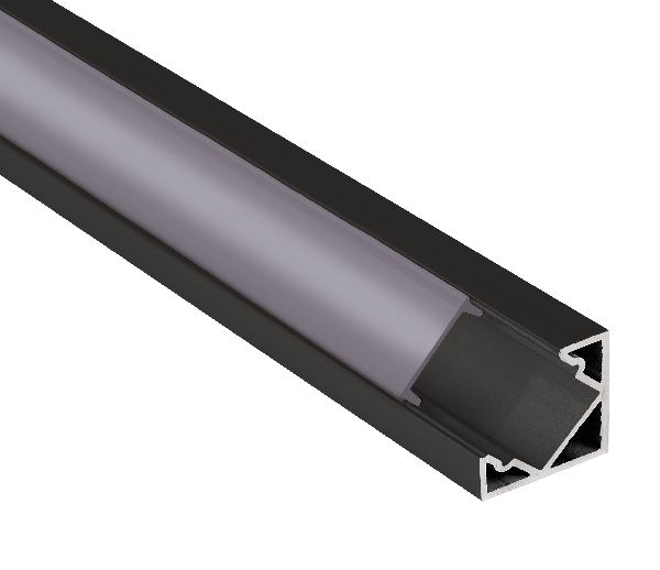 Profilé d'angle aluminium pa1 pour ruban led - 2m - noir - 55158
