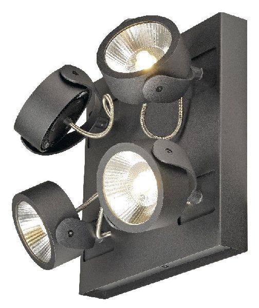 KALU, applique/plafonnier, carré, noir, quad, LED 60W, 3000K, 60° 1000135