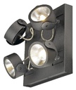 KALU, applique/plafonnier, carré, noir, quad, LED 60W, 3000K, 60° 1000135