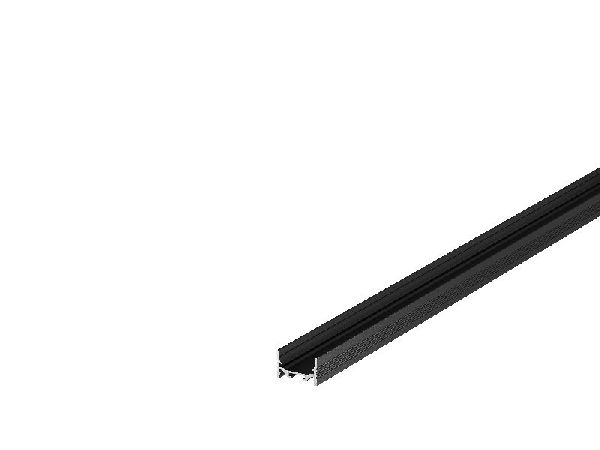 GRAZIA 20, profil en saillie, plat strié, 3 m, noir 1000507