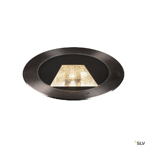 DASAR® 270, encastré de sol extérieur, asymétrique, rond, noir mat/inox brossé, 1002893