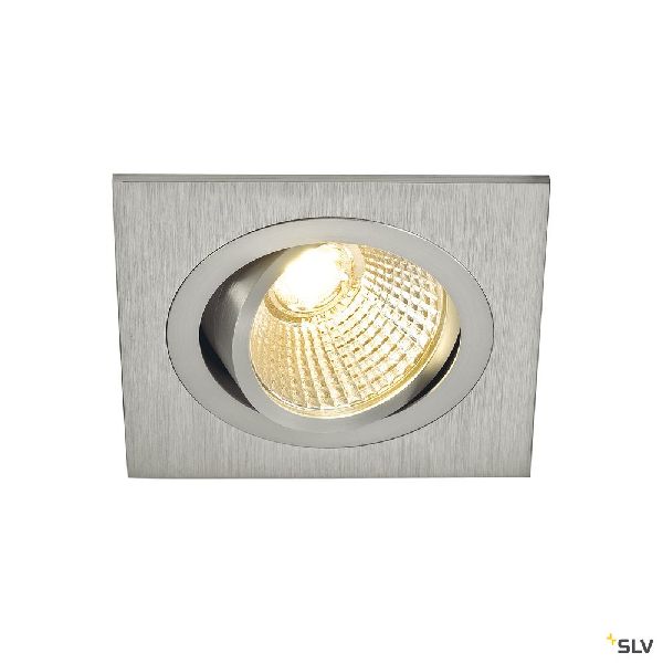 NEW TRIA 77, carré, LED, alu brossé, 9,1W, 2700K, 38°, alim et clips 113886