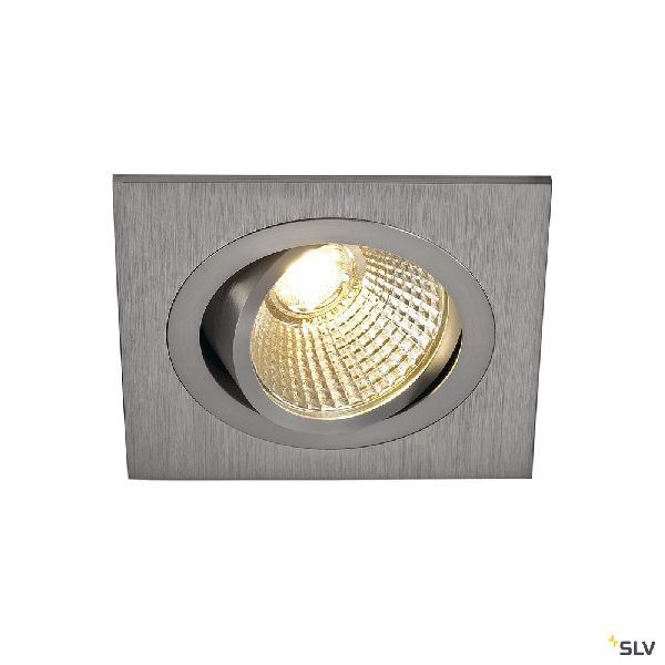 NEW TRIA 77, carré, LED, alu brossé, 9,1W, 3000K, 38°, clips ressorts 113916