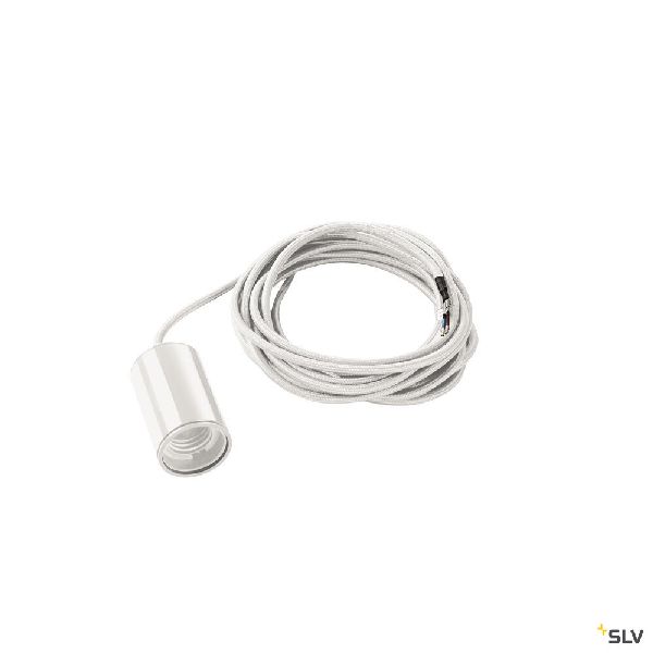 FITU Câble de suspension, E27, ronde, blanc, max. 60W, câble nu de 5m 132691