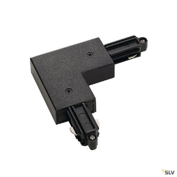 Connecteur d'angle pour rail 1 allumage 16A max, noir, terre extérieure 143050